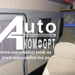 Шторы автомобильные в Mercedes-Benz Sprinter, Volkswagen LT серые с сал