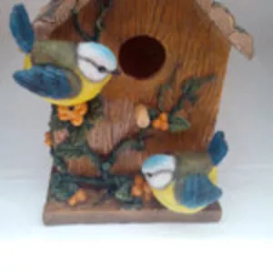 Кормушка Птичий домик с синичками - керамика