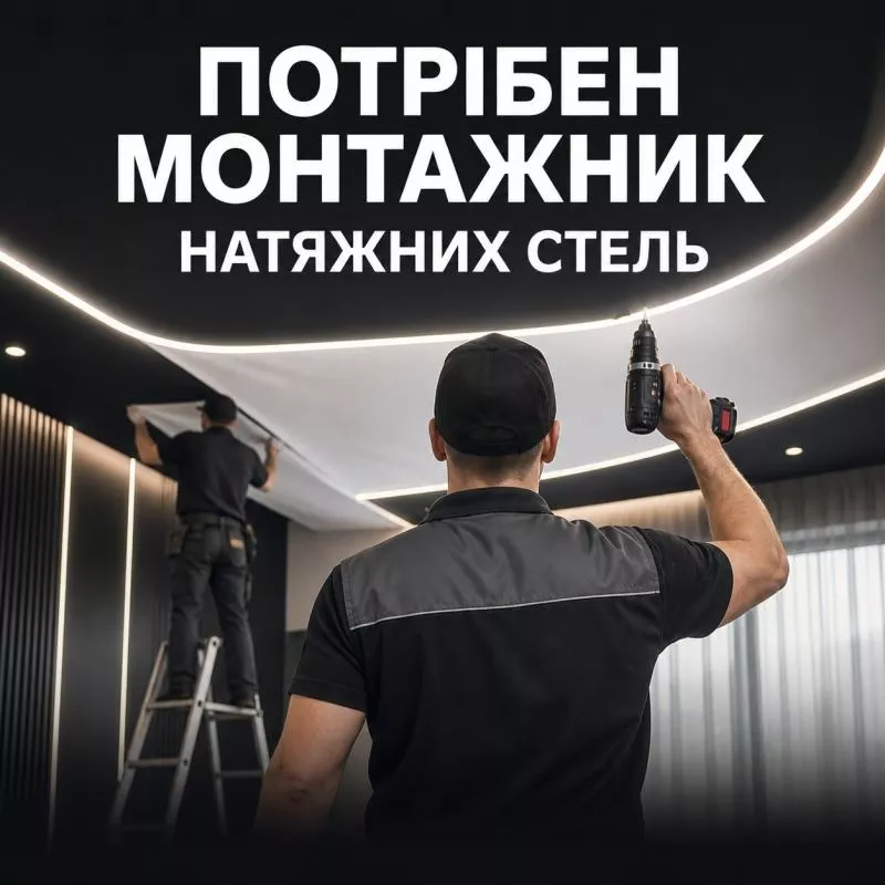 Потрібен монтажник натяжних стель у Луцьку, з/п до 50 000 грн, навчанн